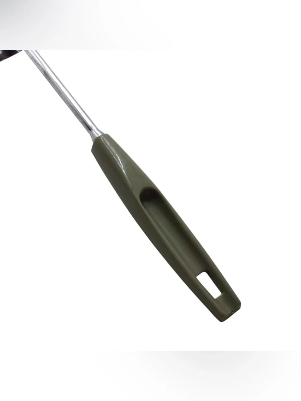 Vintage Ekco Chrome Wok Ladle Avocado Green Handle Mid Century Kitchen Utensil.